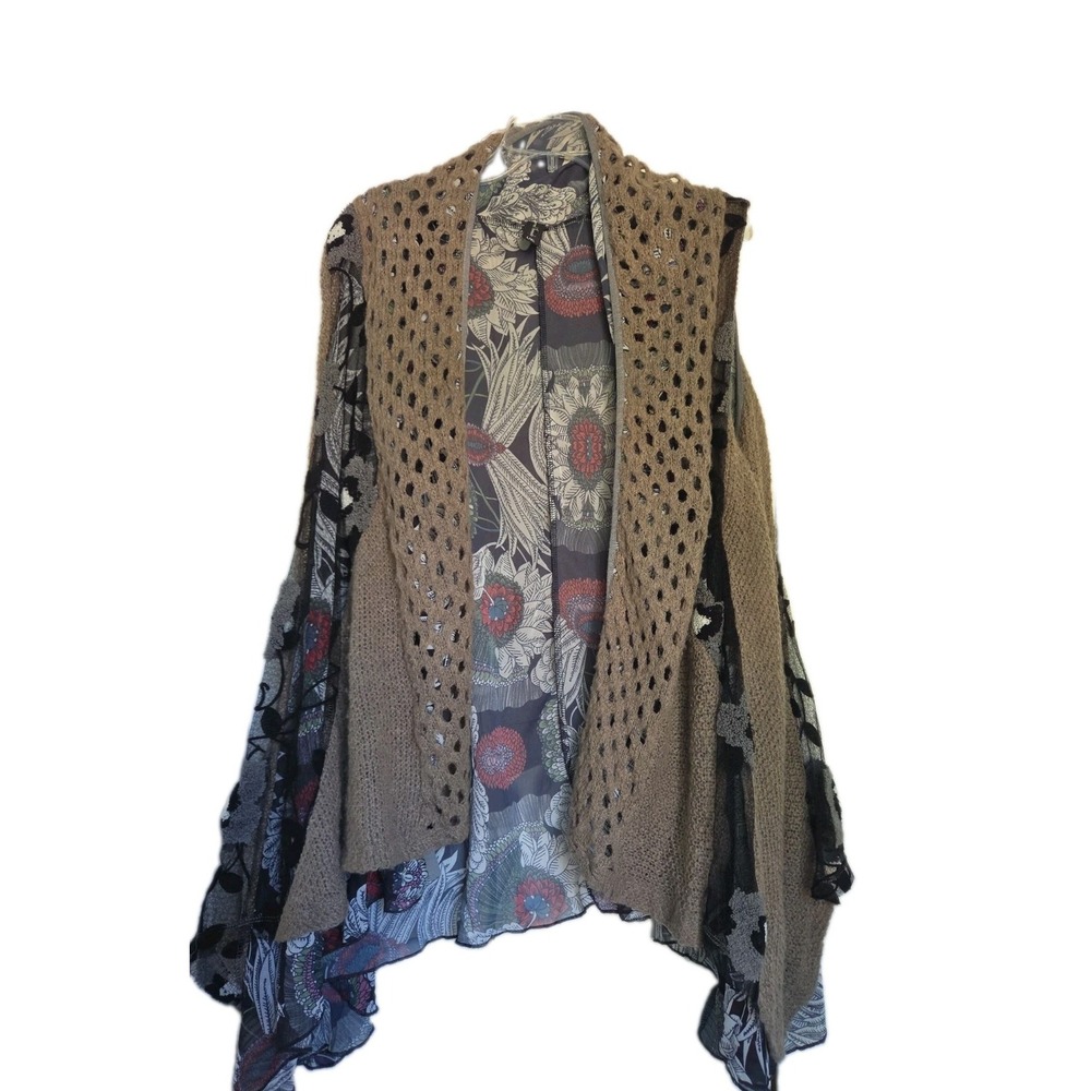 Vintage Sacred Threads Long Vest/duster Women L/XL  Boho Hippie Festival